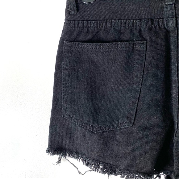 Black Ripped Jean Mom Shorts - Picture 6 of 8